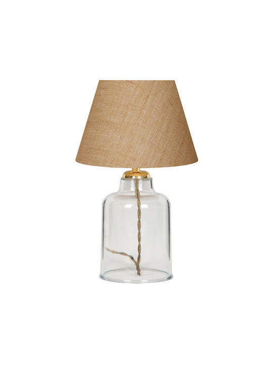 Megapap Atkinson Plastic Table Lamp with Beige Shade and Transparent Base