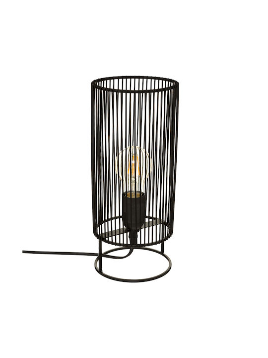 Atmosphera Nora Black Μεταλλικό Πορτατίφ για Ντουί E27 LED με Μαύρο Καπέλο και Βάση