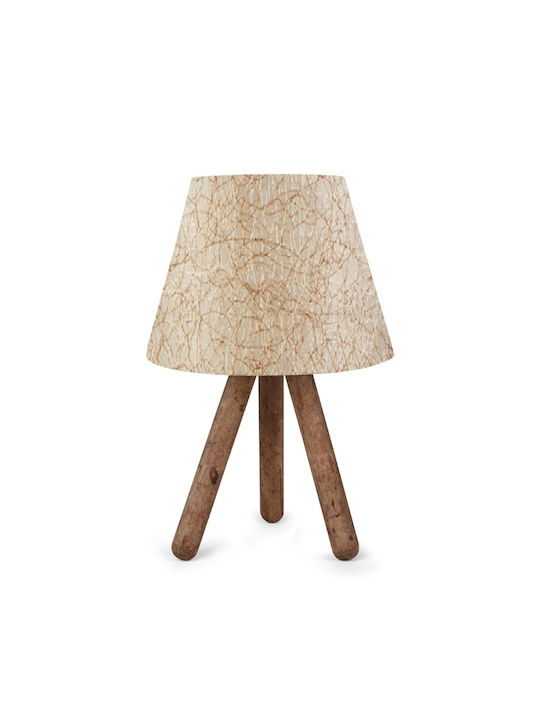 Megapap Lander Material Textil Lampă de masă pentru Soclu E27 cu Abajur Bej și Bază Maro
