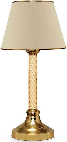 Opviq Tischlampe für Fassung E27 mit Beige Schirm und Gold Basis