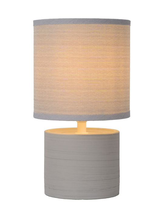 Lucide Lightning Greasby Ceramic Table Lamp for Socket E14 with Beige Shade and Gray Base