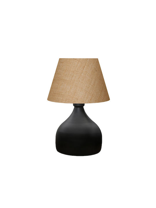 Pakketo PWL-1068 Metall Tischlampe für Fassung E27 mit Beige Schirm und Schwarz Basis