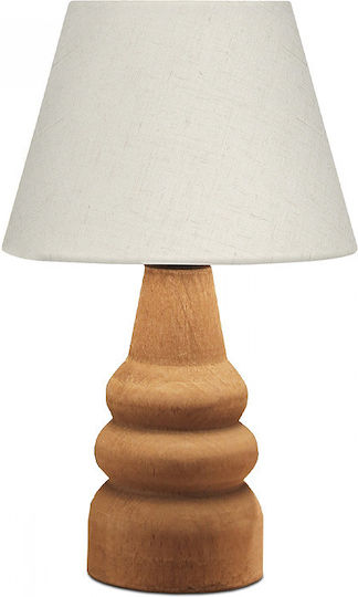 Megapap Lary Wood Table Lamp for Socket E27 with White Shade and Brown Base