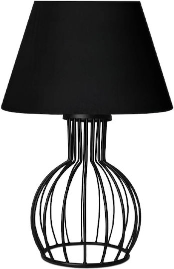 Megapap Magnolia Metal Table Lamp for Socket E27 with Black Shade and Base