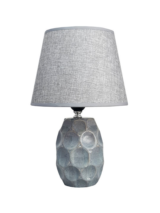 Powertech Keramik Tischlampe für Fassung E27 mit Gray Schirm und Blau Basis 10Stück