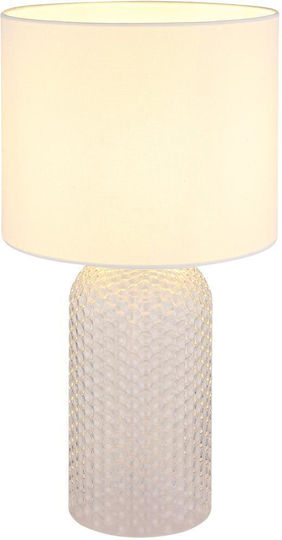 Globo Lighting Γυάλινο Πορτατίφ για Ντουί E27 με Λευκό Καπέλο και Βάση