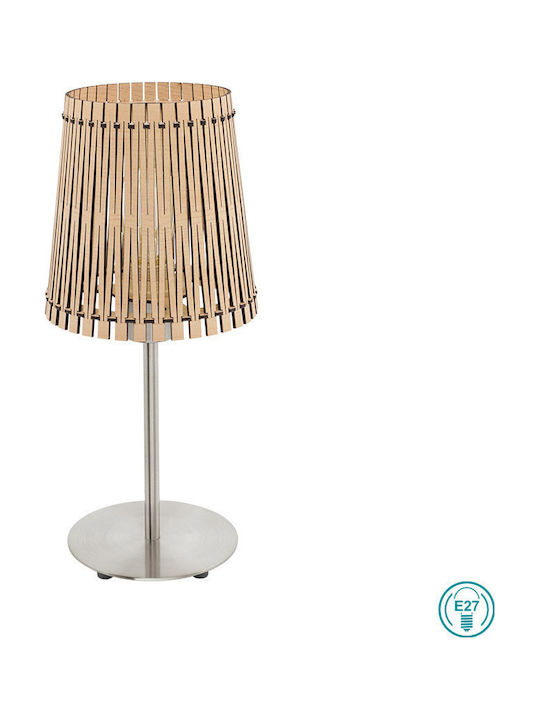 Eglo Metal Table Lamp for Socket E27 with Beige Shade and Silver Base
