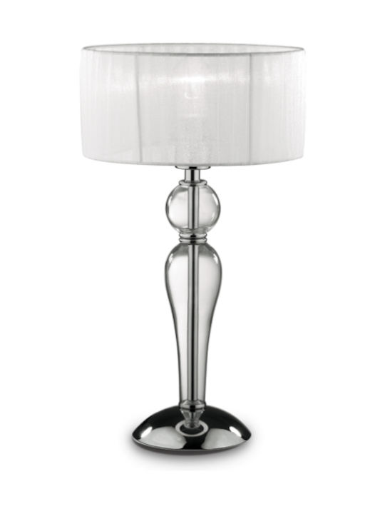 Ideal Lux Metal Table Lamp for Socket E27 with White Shade and Transparent Base
