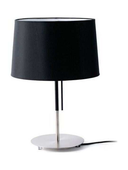 Faro Barcelona Metal Table Lamp for Socket E27 with Black Shade and Silver Base