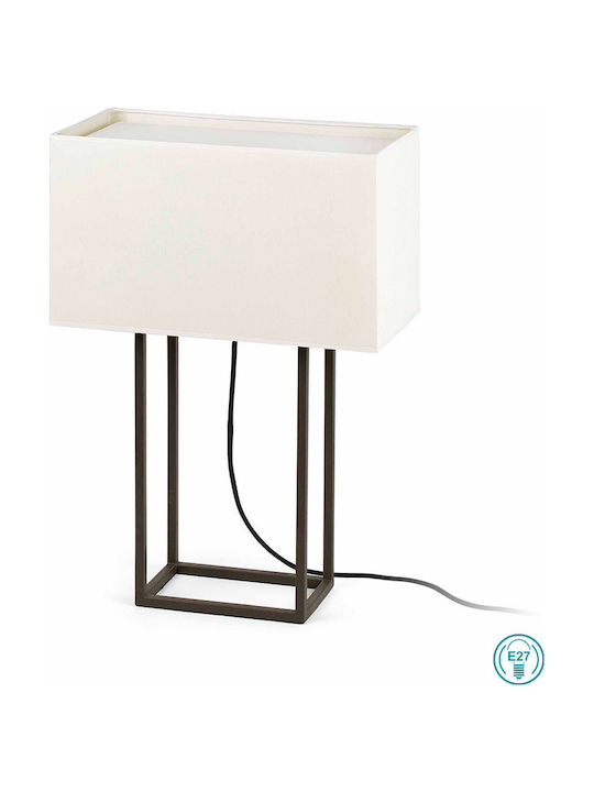 Faro Barcelona Metal Table Lamp for Socket E27 with White Shade and Black Base