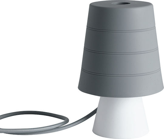 Fan Europe Plastic Lampă de masă pentru Soclu E14 cu Abajur Gri și Bază Alb