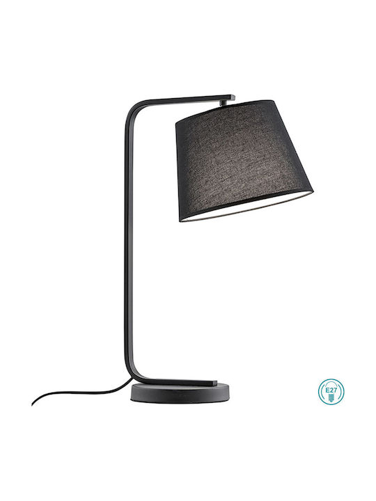 Viokef Cobbe Metal Table Lamp for Socket E27 with Black Shade and Base