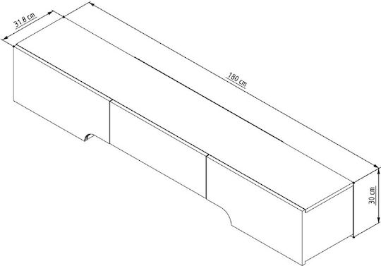 Έπιπλο Τηλεόρασης με Φωτισμό LED Πολύχρωμο Μ180xΠ30xΥ30cm
