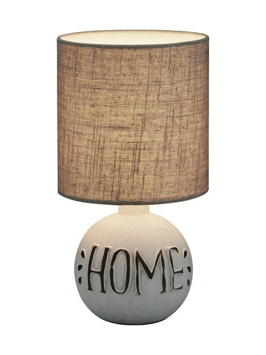 Trio Lighting Κεραμικό Πορτατίφ για Ντουί E14 με Μπεζ Καπέλο και Βάση