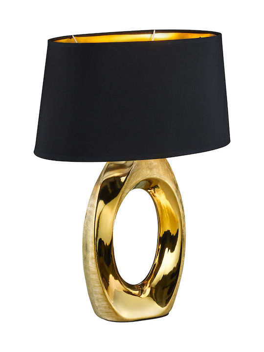Trio Lighting Taba Ceramic Table Lamp for Socket E27 with Black Shade and Gold Base