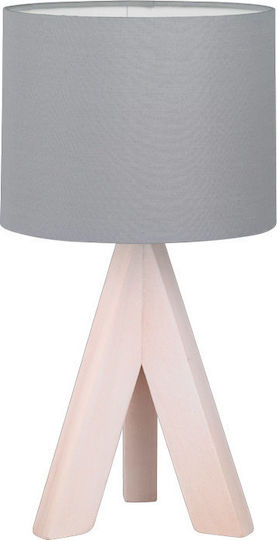 Trio Lighting Ging Ξύλινο Πορτατίφ για Ντουί E14 με Γκρι Καπέλο και Μπεζ Βάση Trio Lighting Ging Ξύλινο Πορτατίφ για Ντουί E14 με Γκρι Καπέλο και Μπεζ Βάση