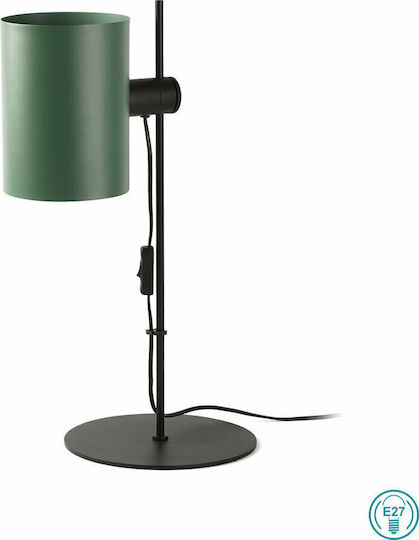 Faro Barcelona Guadalupe Metal Lampă de masă pentru Soclu E27 cu Abajur Verde și Bază Negru