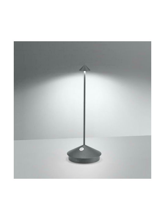 Zafferano Pina Pro Tischlampe LED mit Gray Schirm und Basis