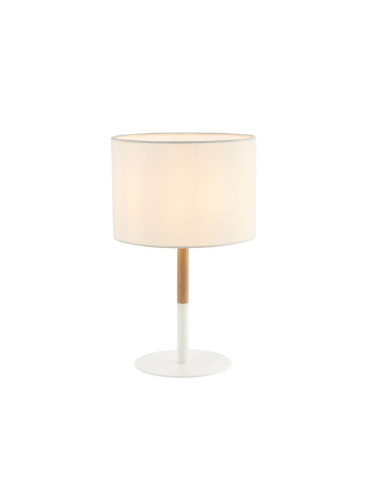 Zambelis Lights Metal Table Lamp for Socket E14 with White Shade and Base