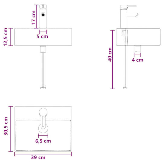 vidaXL Плот с Мивка М39xД41xВ62.5cm Бял