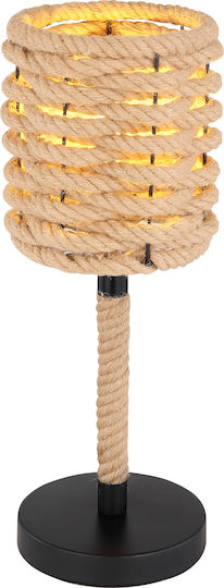 Globo Lighting Halia Vintage Πορτατίφ από Σχοινί για Ντουί E27 με Μπεζ Καπέλο και Μαύρη Βάση