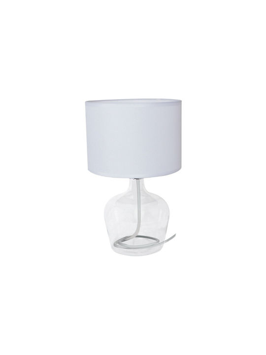 Fan Europe Hendrix Glass Table Lamp for Socket E27 LED with White Shade and Transparent Base