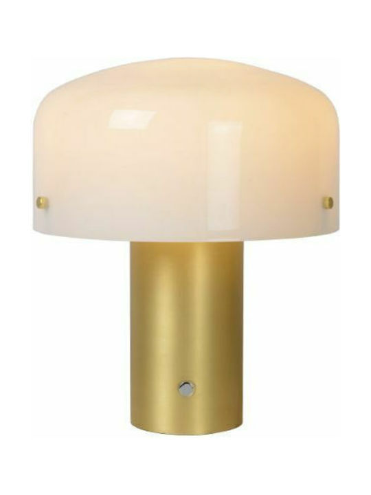 Lucide Lightning Metal Table Lamp for Socket E27 with White Shade and Gold Base