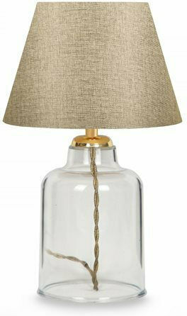 HomeMarkt Glass Table Lamp for Socket E27 with Gold Shade and Transparent Base