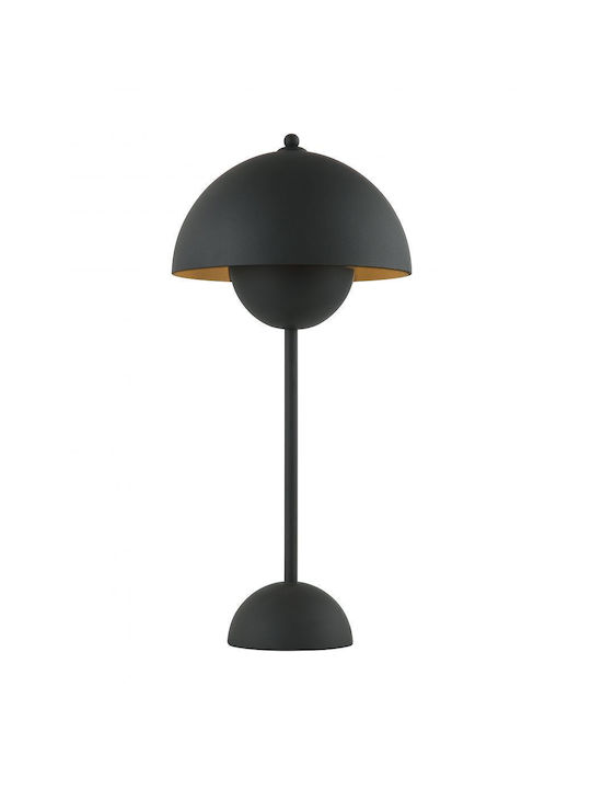 Viokef Tulip Metal Table Lamp for Socket E27 with Black Shade and Base