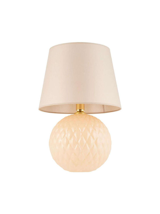 TK Lighting Santana Glass Table Lamp for Socket E27 with Beige Shade and Base