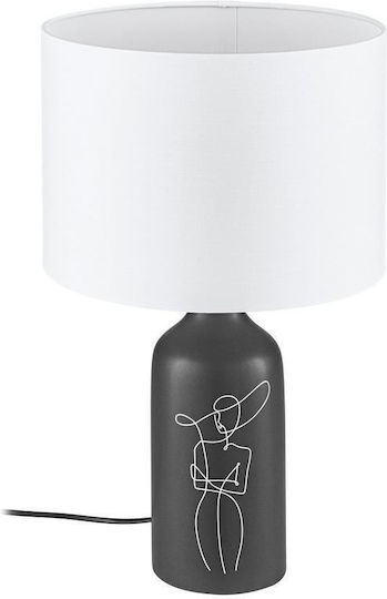 Eglo Vinoza Ceramic Table Lamp for Socket E27 with White Shade and Black Base