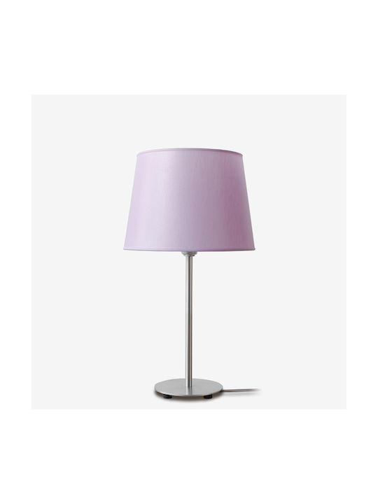 Veis Metal Table Lamp for Socket E14 with Lilac Shade and Silver Base