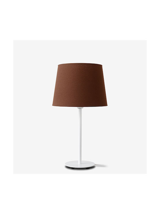 Veis Fabric Table Lamp for Socket E14 with Brown Shade and White Base