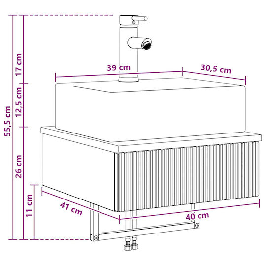 vidaXL Плот със Смесител 40x41x39см Сив