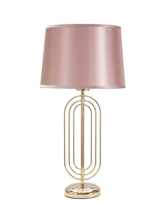 Mauro F Metal Table Lamp with Pink Shade and Gold Base