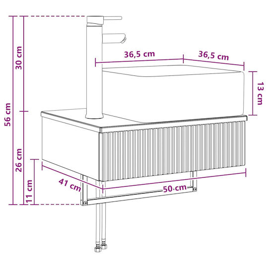 vidaXL Плот с Мивка М50xД41xВ39cm Сив