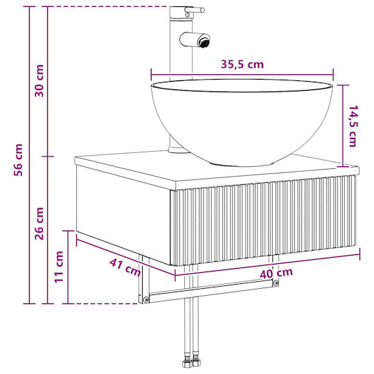 vidaXL Плот с Мивка М40xШ41xВ40.5cm Кафяв