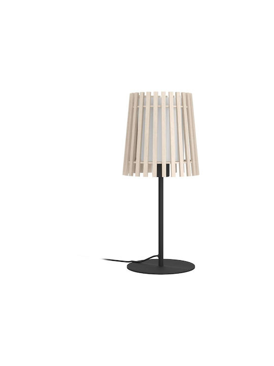 Eglo Wood Table Lamp for Socket E27 with Beige Shade and Black Base