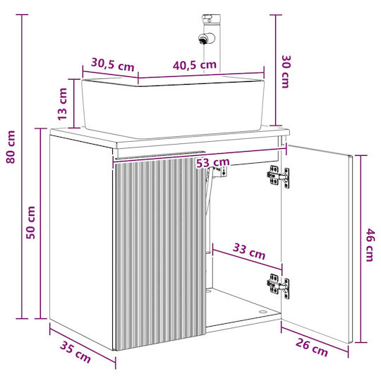 vidaXL Плот Със Смесител 53x35x63 см От Ретро Дърво