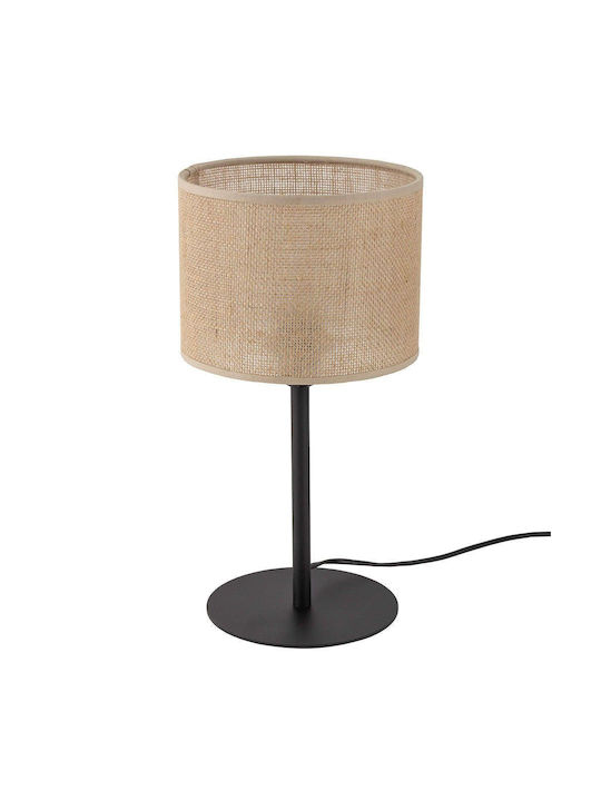 TK Lighting Table Lamp for Socket E27 with Beige Shade and Black Base