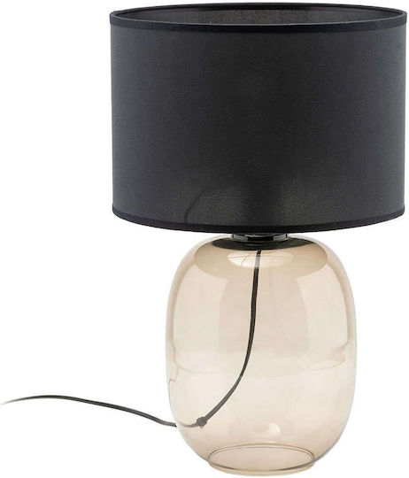TK Lighting Πορτατίφ για Ντουί E27 με Μαύρο Καπέλο και Διάφανη Βάση