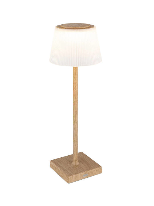 Globo Lighting Wood Table Lamp LED with Beige Shade and Base
