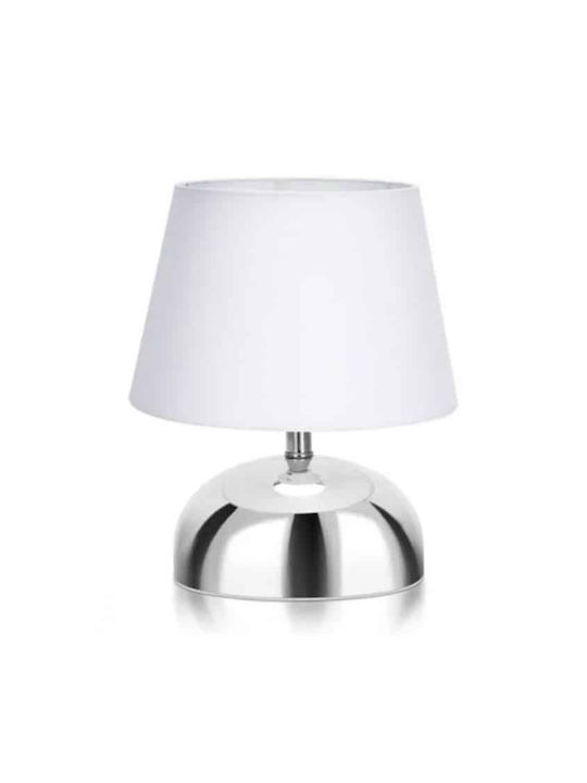 ForHome Μεταλλικό Πορτατίφ για Ντουί E14 με Ασημί Καπέλο και Βάση