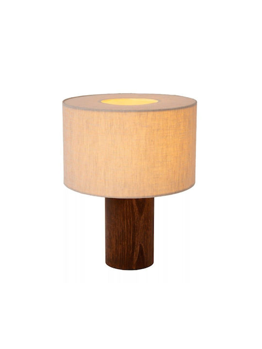 Lucide Lightning Table Lamp for Socket E14 with Beige Shade and Brown Base