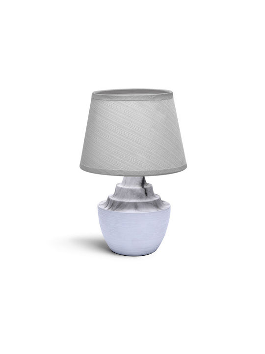 Aigostar Ceramic Table Lamp for Socket E14 with Gray Shade and White Base