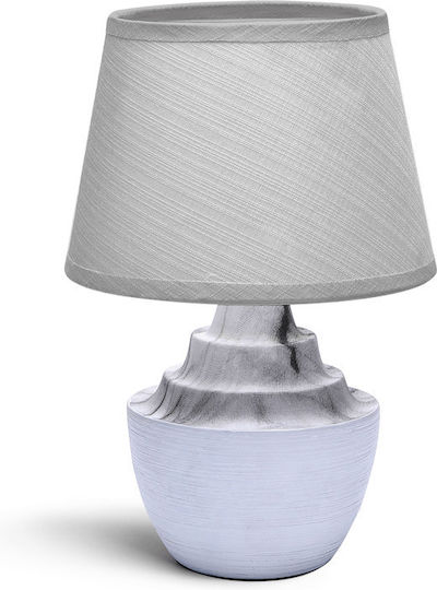 Aigostar Ceramic Table Lamp for Socket E14 with Gray Shade and White Base