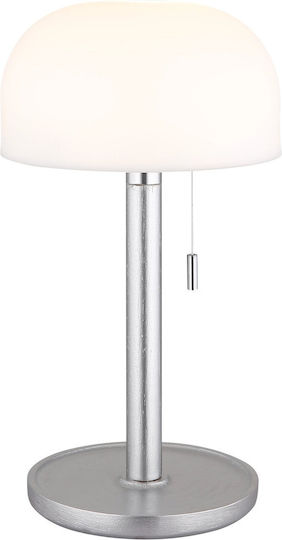Globo Lighting Πορτατίφ με Λευκό Καπέλο και Ασημί Βάση