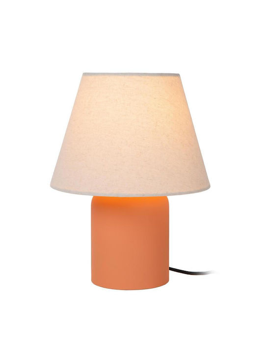 Lucide Lightning Macia Table Lamp for Socket E14 with White Shade and Orange Base