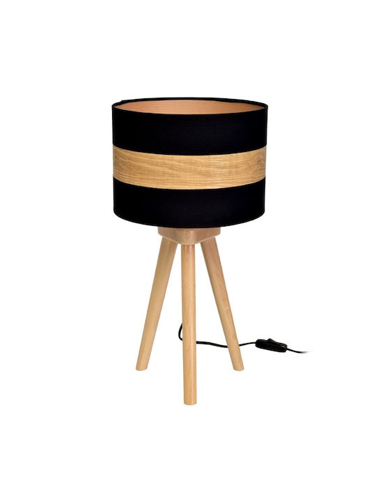 Eko Light Wood Table Lamp for Socket E27 with Orange Shade and Base