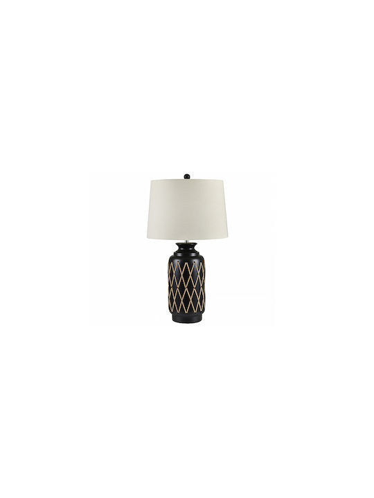 Cage Keramik Tischlampe mit Weiß Schirm und Schwarz Basis